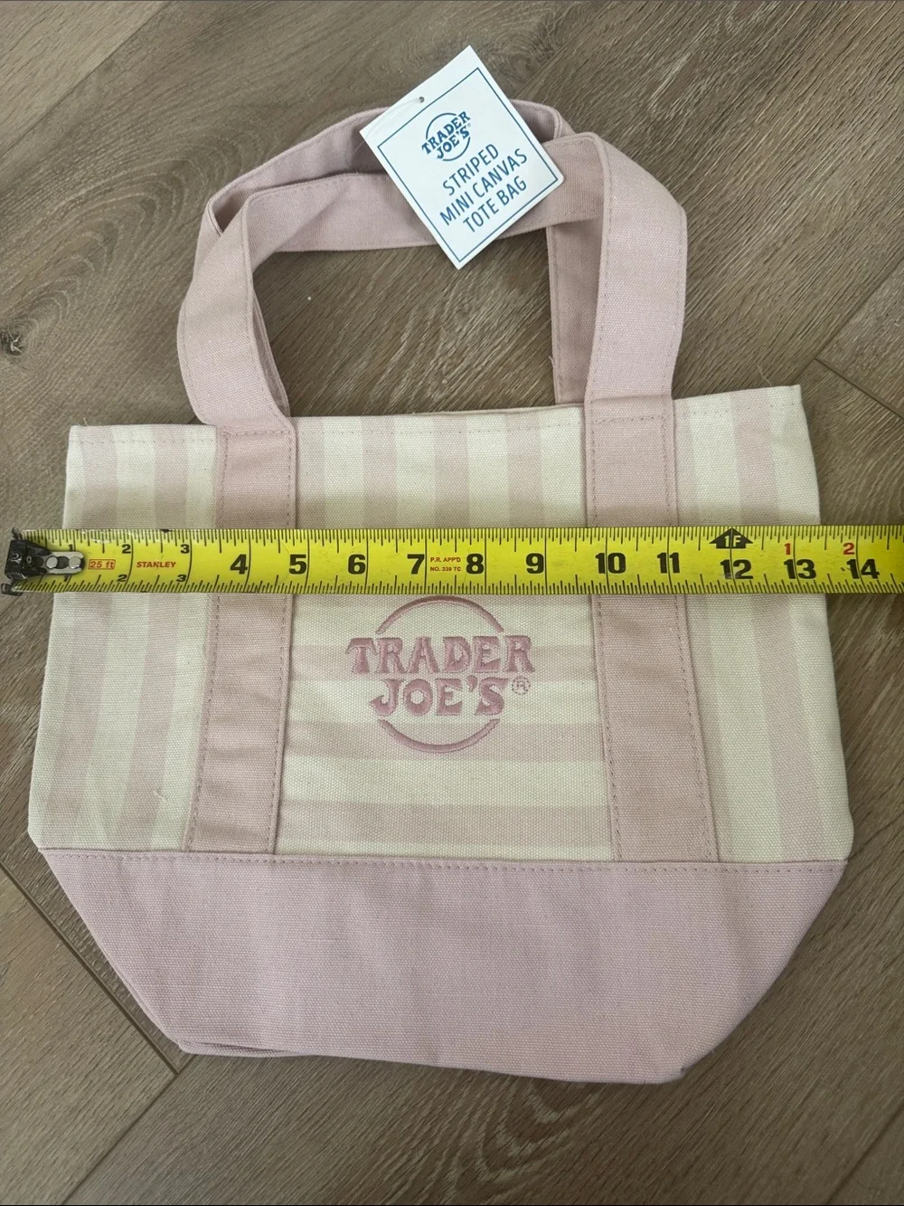 Trader Joe's Pink Stripe Canvas Tote Bag - Picture 2 of 2